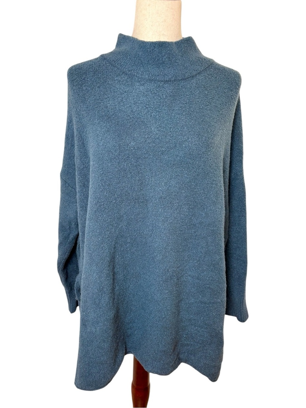 Pure Jill Blue Oversized Sweater Tunic Mock Neck with Side-Tie M/L - Picture 2 of 10